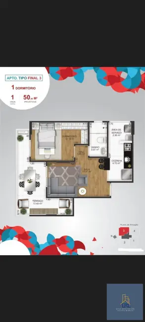 Apartamento com 1 quarto à venda, 50m2 em Guilhermina, Praia Grande - SP - imagem 4 Foto 4 de Apartamento com 1 quarto à venda, 50m2 em Guilhermina, Praia Grande - SP