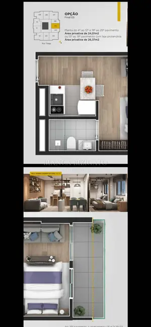 Foto 4 de Apartamento com 1 quarto à venda, 34m2 em Centro, Curitiba - PR