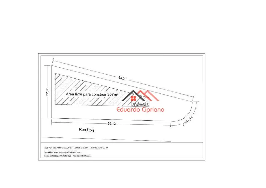 Foto 2 de Terreno / Lote à venda, 816m2 em Tabatinga, Caraguatatuba - SP