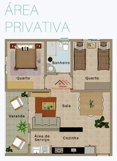 Foto 3 de Apartamento com 2 quartos à venda, 56m2 em Indaiá, Caraguatatuba - SP