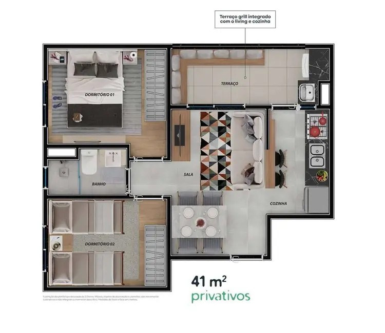 Foto 3 de Apartamento com 2 quartos à venda, 42m2 em Jardim da Glória, Cotia - SP