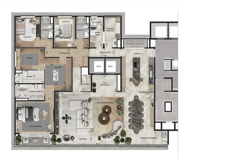 Apartamento com 4 quartos à venda, 301m2 em Indianópolis, São Paulo - SP - imagem 3 Foto 3 de Apartamento com 4 quartos à venda, 301m2 em Indianópolis, São Paulo - SP