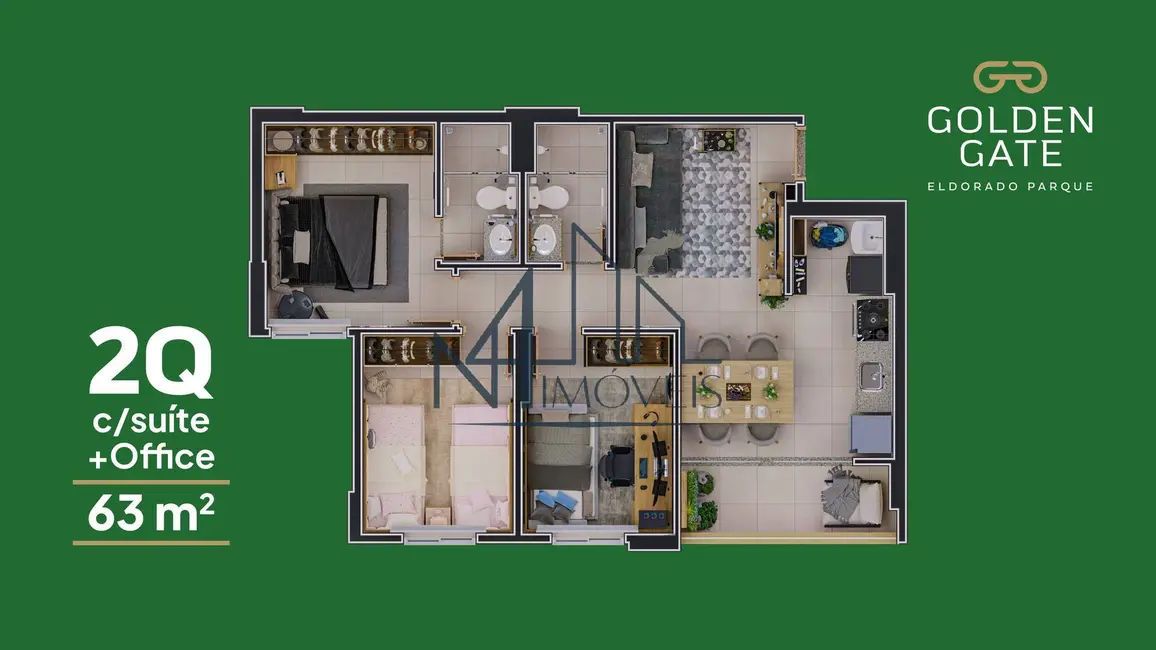 Foto 3 de Apartamento com 3 quartos à venda, 85m2 em Parque Oeste Industrial, Goiania - GO