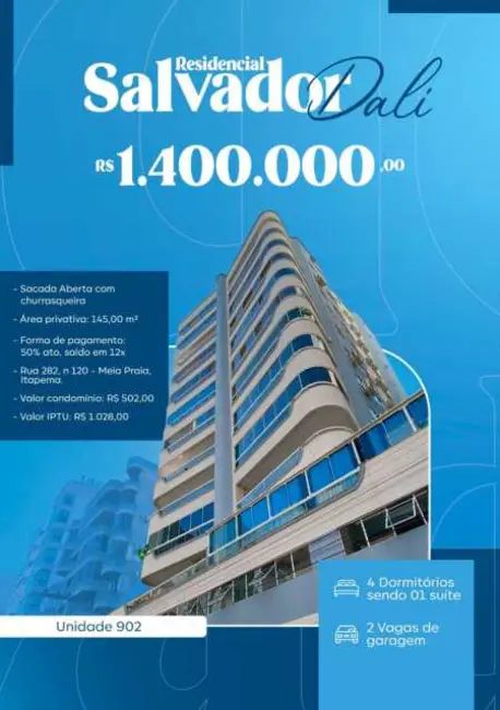 Foto 1 de Apartamento com 4 quartos à venda, 145m2 em Itapema - SC
