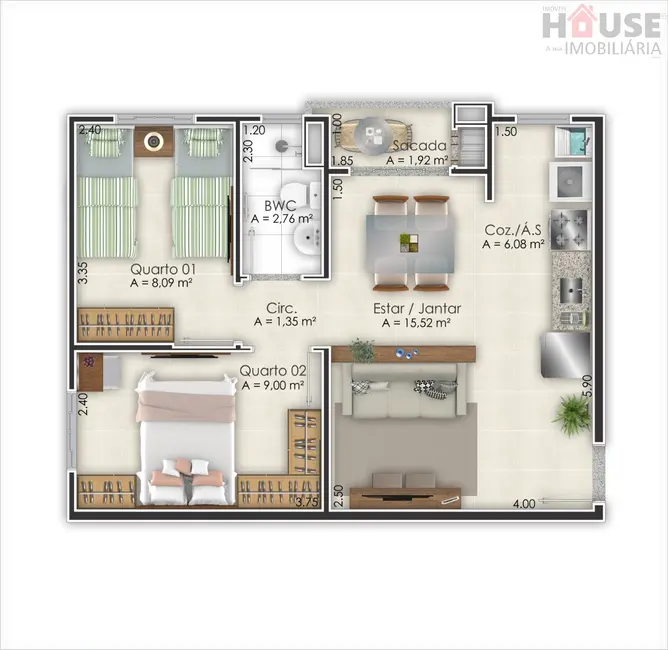 Apartamento com 2 quartos à venda, 60m2 em Vargem Grande, Pinhais - PR - imagem 5 Foto 5 de Apartamento com 2 quartos à venda, 60m2 em Vargem Grande, Pinhais - PR