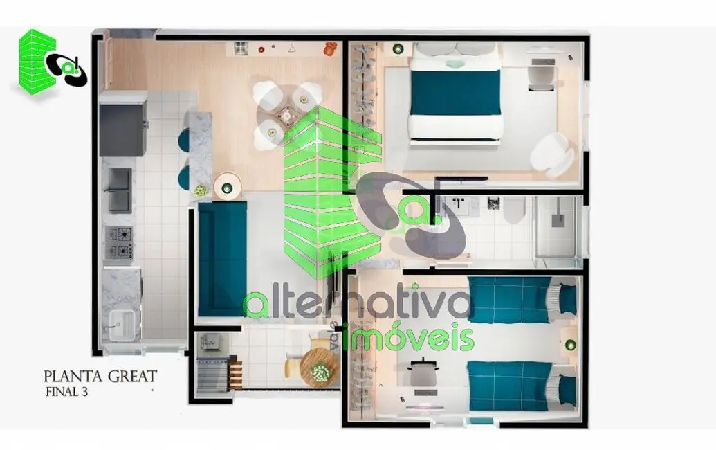 Foto 8 de Apartamento com 2 quartos à venda, 57m2 em Pindamonhangaba - SP