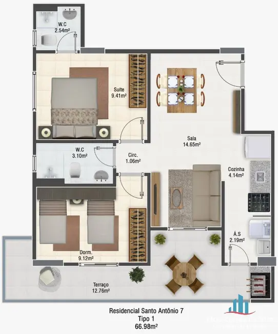 Foto 2 de Apartamento com 2 quartos à venda, 68m2 em Mirim, Praia Grande - SP