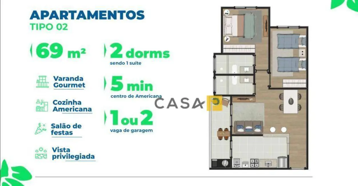 Foto 5 de Apartamento com 2 quartos à venda, 69m2 em Jardim Dona Judith, Americana - SP