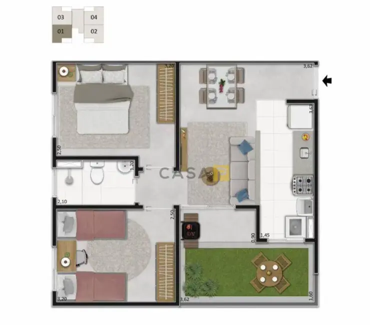 Apartamento com 2 quartos à venda, 41m2 em Bosque dos Cedros, Nova Odessa - SP - imagem 3 Foto 3 de Apartamento com 2 quartos à venda, 41m2 em Bosque dos Cedros, Nova Odessa - SP