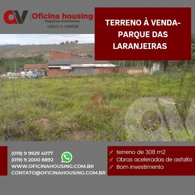 Foto 3 de Terreno / Lote à venda, 307m2 em Parque das Laranjeiras, Mogi Mirim - SP