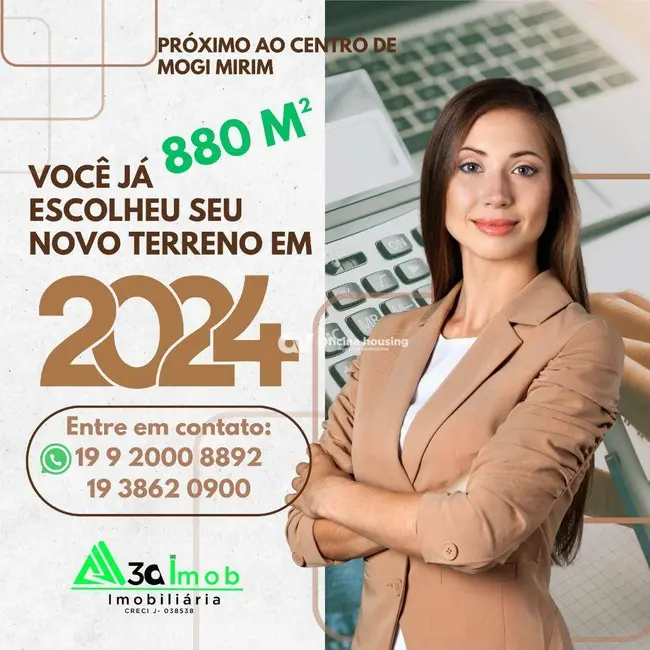 Foto 1 de Terreno / Lote à venda, 879m2 em Mirante, Mogi Mirim - SP