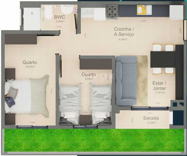 Foto 8 de Apartamento com 2 quartos à venda, 68m2 em Palhoca - SC