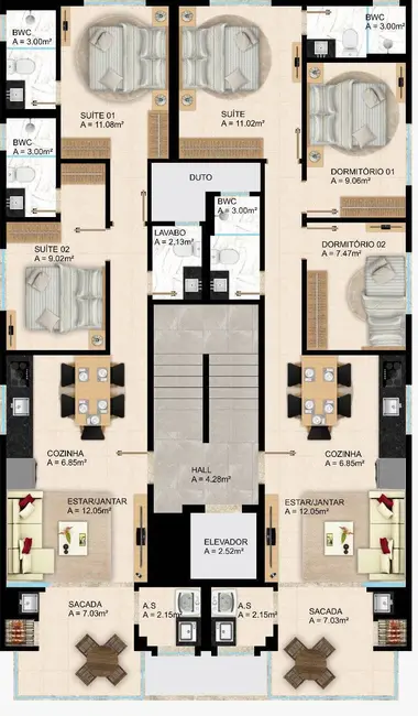 Foto 7 de Apartamento com 2 quartos à venda, 69m2 em Governador Celso Ramos - SC