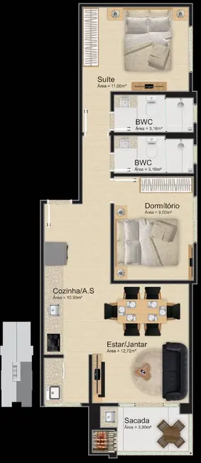 Foto 6 de Apartamento com 2 quartos à venda, 64m2 em Governador Celso Ramos - SC