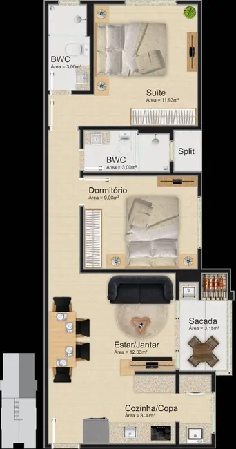 Foto 7 de Apartamento com 2 quartos à venda, 64m2 em Governador Celso Ramos - SC