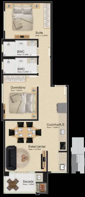 Foto 5 de Apartamento com 2 quartos à venda, 64m2 em Governador Celso Ramos - SC