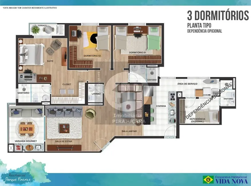 Foto 2 de Apartamento com 3 quartos à venda, 125m2 em Jardim Santa Bárbara, Embu Das Artes - SP