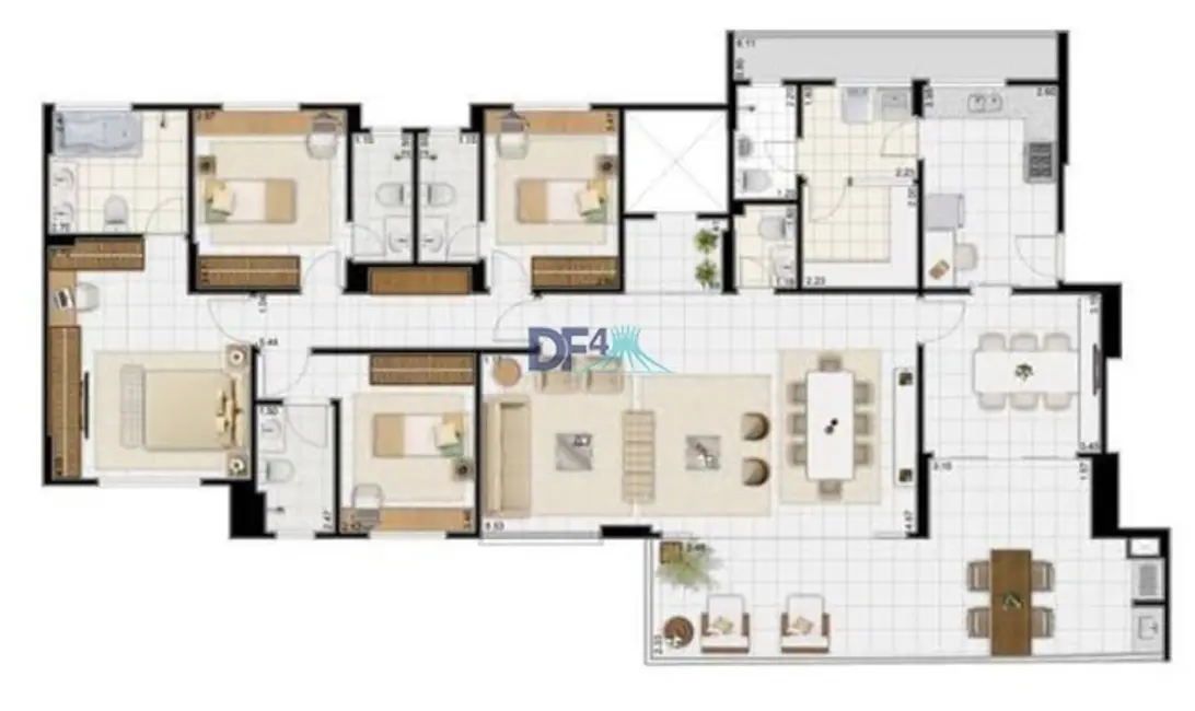 Foto 4 de Apartamento com 4 quartos à venda, 205m2 em Brasilia - DF