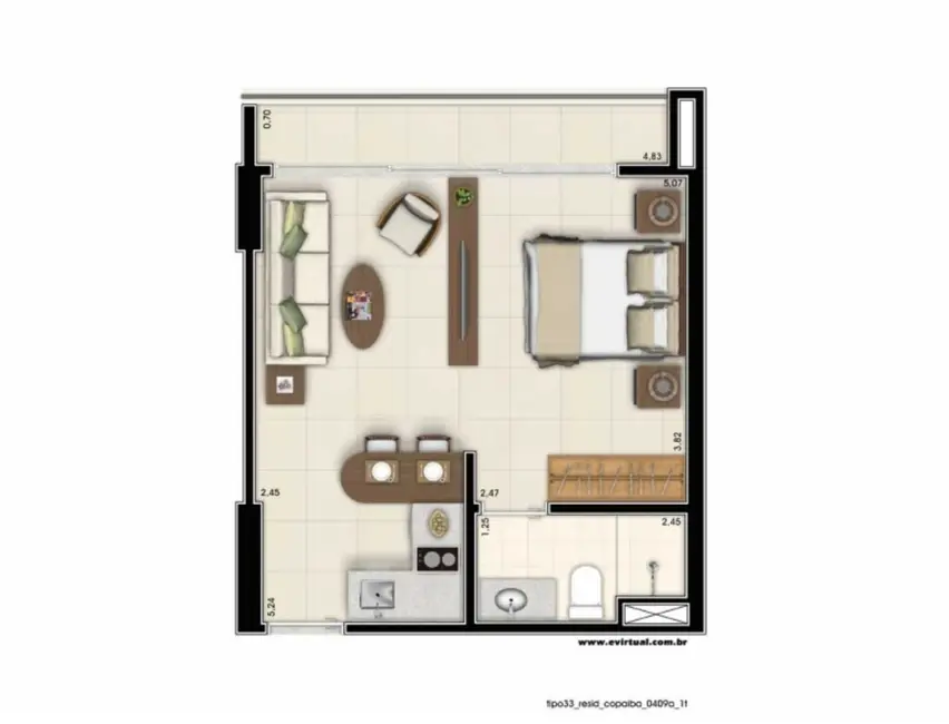 Apartamento com 1 quarto à venda, 34m2 em Norte (Águas Claras), Brasilia - DF - imagem 4 Foto 4 de Apartamento com 1 quarto à venda, 34m2 em Norte (Águas Claras), Brasilia - DF