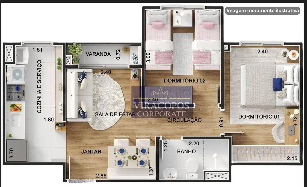 Foto 3 de Apartamento com 2 quartos à venda, 43m2 em Jardim Campos Elíseos, Campinas - SP