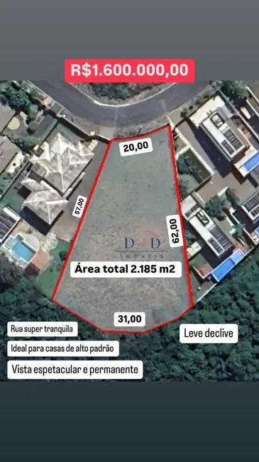 Foto 1 de Terreno / Lote à venda, 2185m2 em Atibaia - SP