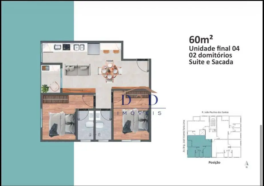 Foto 3 de Apartamento com 2 quartos à venda, 60m2 em Alvinópolis, Atibaia - SP