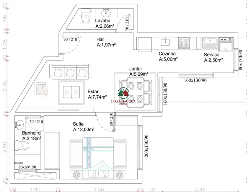 Foto 4 de Apartamento com 1 quarto à venda, 50m2 em Canela - RS