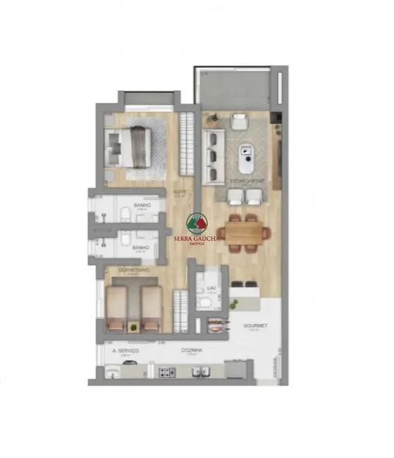Apartamento com 2 quartos à venda, 82m2 em Canela - RS - imagem 7 Foto 7 de Apartamento com 2 quartos à venda, 82m2 em Canela - RS