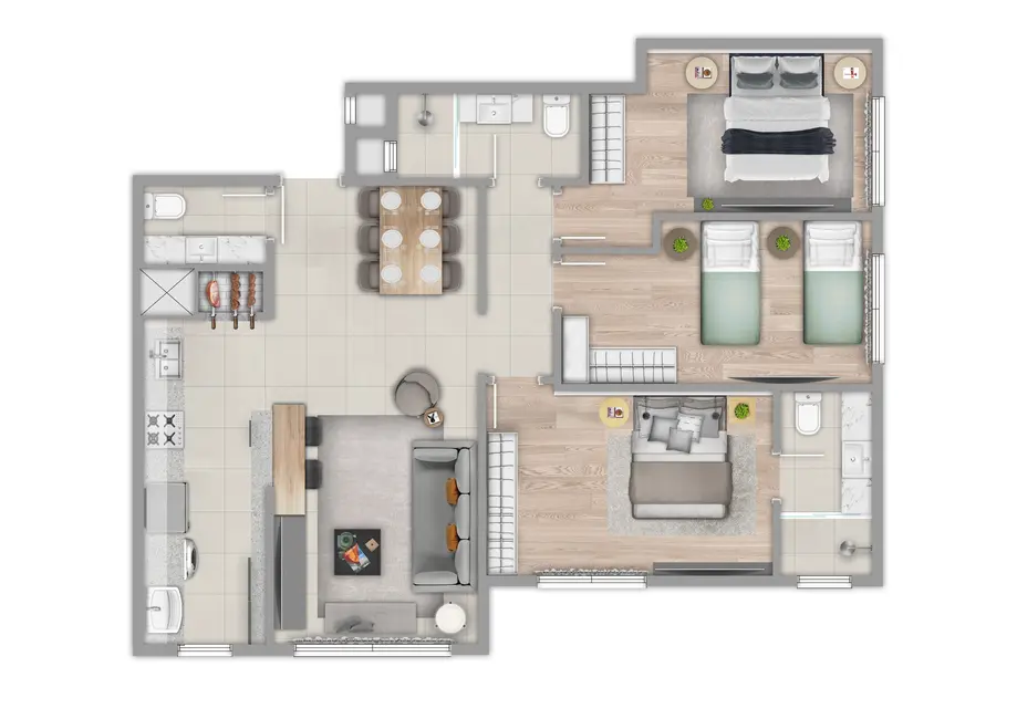 Apartamento com 3 quartos à venda, 82m2 em Gramado - RS - imagem 2 Foto 2 de Apartamento com 3 quartos à venda, 82m2 em Gramado - RS