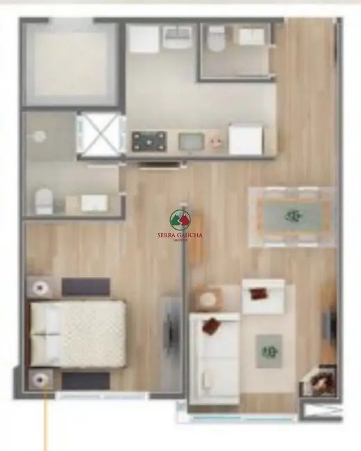 Apartamento com 1 quarto à venda, 53m2 em Gramado - RS - imagem 6 Foto 6 de Apartamento com 1 quarto à venda, 53m2 em Gramado - RS