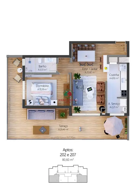 Apartamento com 1 quarto à venda, 81m2 em Centro, Gramado - RS - imagem 6 Foto 6 de Apartamento com 1 quarto à venda, 81m2 em Centro, Gramado - RS