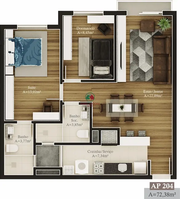 Apartamento com 2 quartos à venda, 72m2 em Gramado - RS - imagem 5 Foto 5 de Apartamento com 2 quartos à venda, 72m2 em Gramado - RS