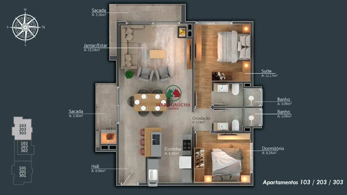 Apartamento com 2 quartos à venda, 82m2 em Centro, Canela - RS - imagem 5 Foto 5 de Apartamento com 2 quartos à venda, 82m2 em Centro, Canela - RS