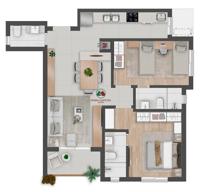 Apartamento com 2 quartos à venda, 92m2 em Gramado - RS - imagem 4 Foto 4 de Apartamento com 2 quartos à venda, 92m2 em Gramado - RS