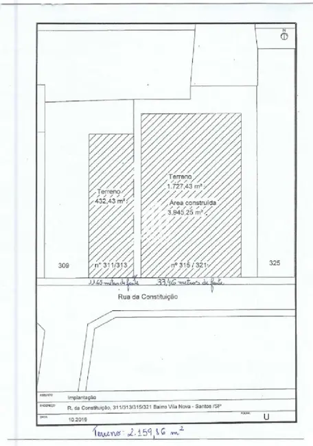 Foto 2 de Terreno / Lote à venda, 1654m2 em Paquetá, Santos - SP