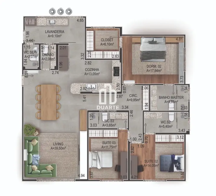 Foto 2 de Apartamento com 3 quartos à venda, 155m2 em Boqueirão, Santos - SP