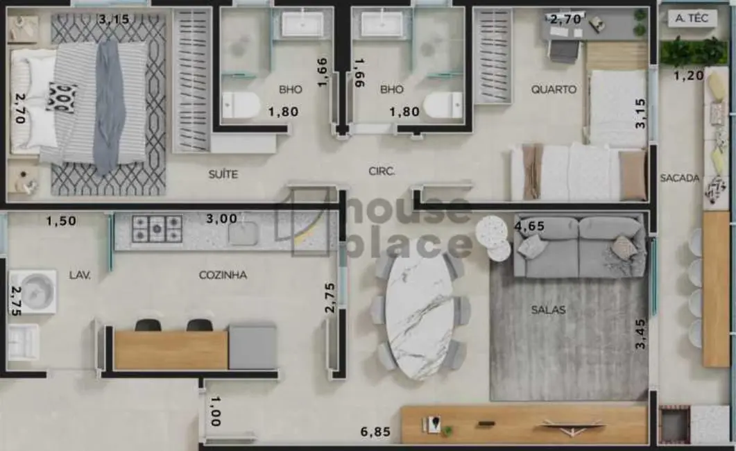 Apartamento com 2 quartos à venda, 76m2 em Sao Jose Do Rio Preto - SP - imagem 3 Foto 3 de Apartamento com 2 quartos à venda, 76m2 em Sao Jose Do Rio Preto - SP