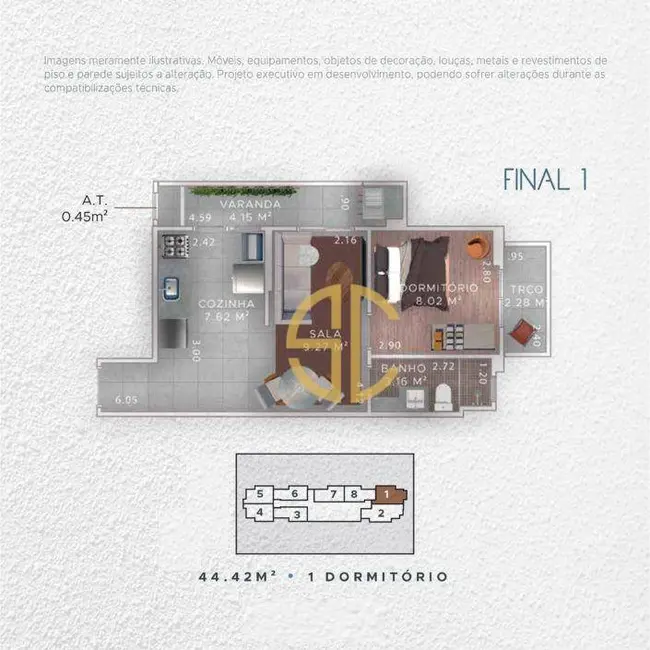 Foto 9 de Apartamento com 1 quarto à venda, 44m2 em Boqueirão, Praia Grande - SP