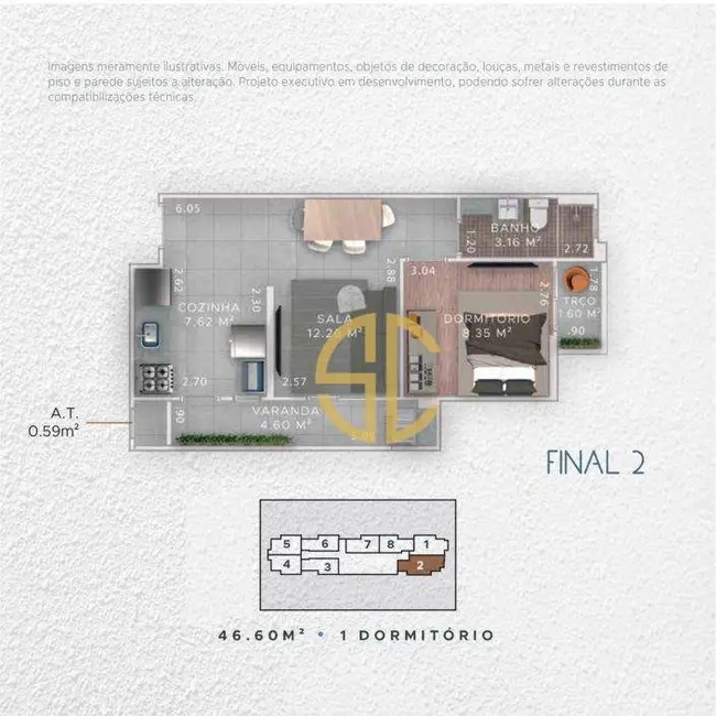 Foto 9 de Apartamento com 1 quarto à venda, 46m2 em Boqueirão, Praia Grande - SP