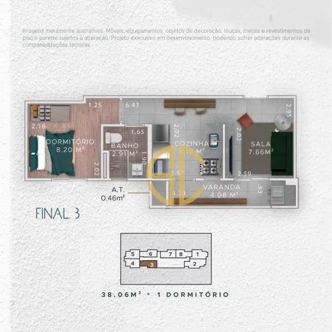 Apartamento com 1 quarto à venda, 38m2 em Boqueirão, Praia Grande - SP - imagem 9 Foto 9 de Apartamento com 1 quarto à venda, 38m2 em Boqueirão, Praia Grande - SP