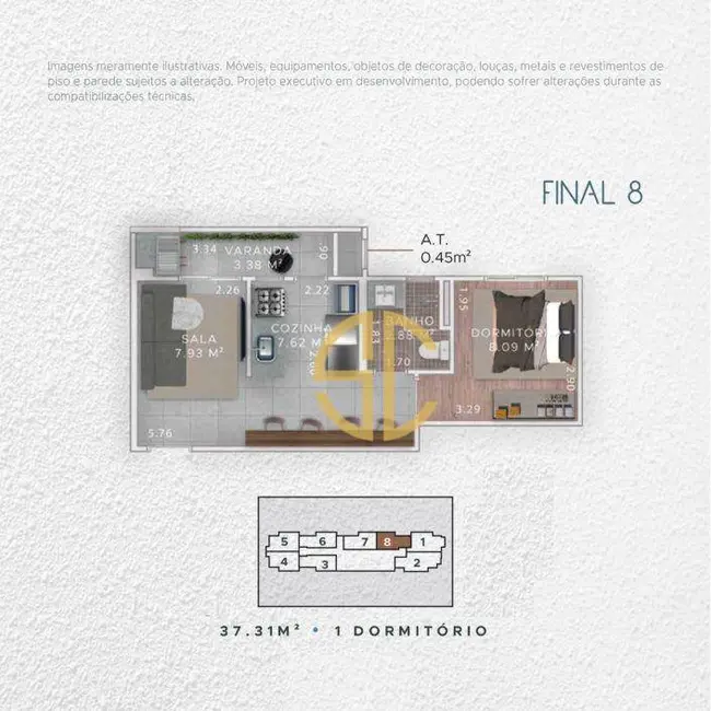 Foto 9 de Apartamento com 1 quarto à venda, 37m2 em Boqueirão, Praia Grande - SP