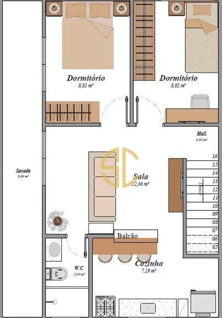 Foto 3 de Casa de Condomínio com 2 quartos à venda, 66m2 em Praia Grande - SP
