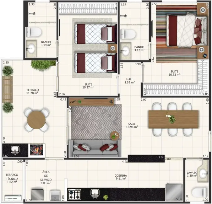 Foto 2 de Apartamento com 2 quartos à venda, 79m2 em Aviação, Praia Grande - SP