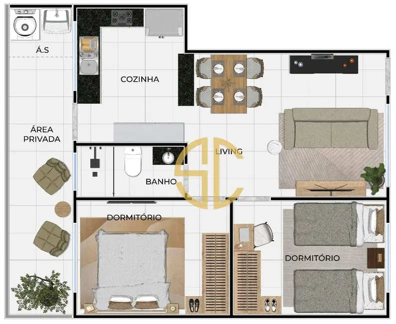 Casa de Condomínio com 2 quartos à venda, 50m2 em Praia Grande - SP - imagem 4 Foto 4 de Casa de Condomínio com 2 quartos à venda, 50m2 em Praia Grande - SP