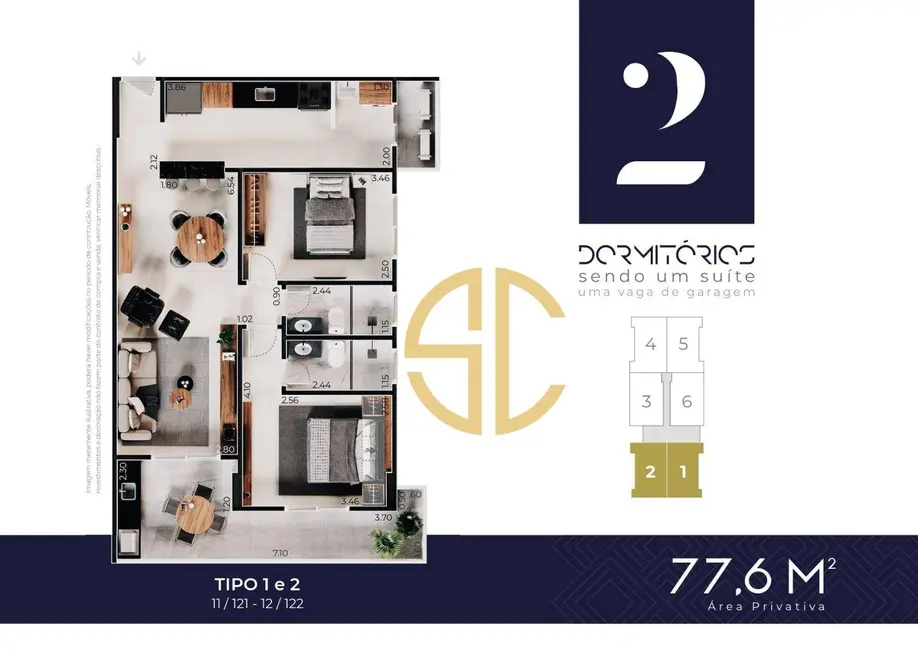 Apartamento com 2 quartos à venda, 141m2 em Canto do Forte, Praia Grande - SP - imagem 6 Foto 6 de Apartamento com 2 quartos à venda, 141m2 em Canto do Forte, Praia Grande - SP