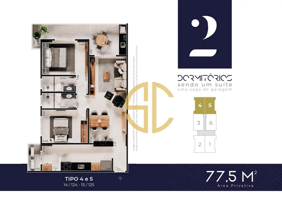 Apartamento com 2 quartos à venda, 128m2 em Canto do Forte, Praia Grande - SP - imagem 6 Foto 6 de Apartamento com 2 quartos à venda, 128m2 em Canto do Forte, Praia Grande - SP