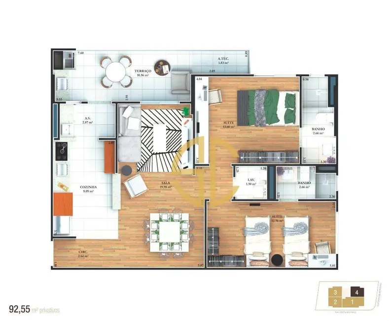 Foto 1 de Apartamento com 2 quartos à venda, 92m2 em Aviação, Praia Grande - SP