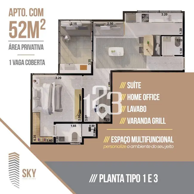 Foto 1 de Apartamento com 1 quarto à venda, 5213m2 em Jardim Nova Bragança, Braganca Paulista - SP