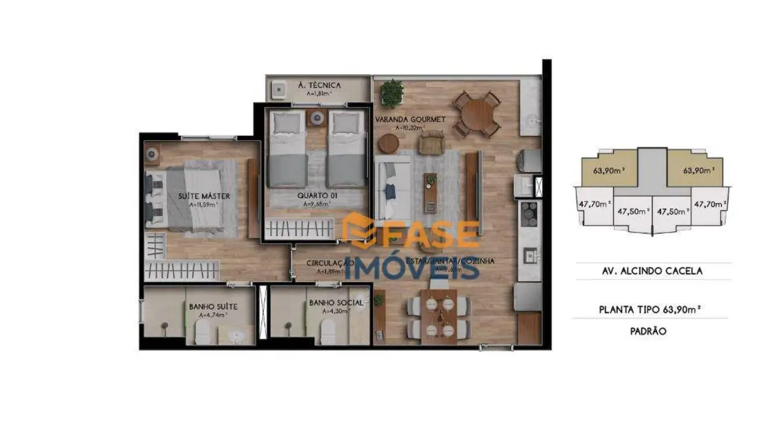 Foto 4 de Apartamento com 2 quartos à venda, 47m2 em Umarizal, Belem - PA