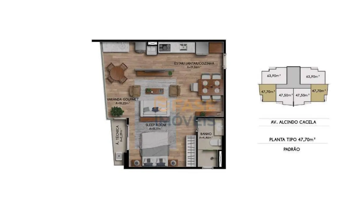 Foto 8 de Apartamento com 1 quarto à venda, 47m2 em Umarizal, Belem - PA